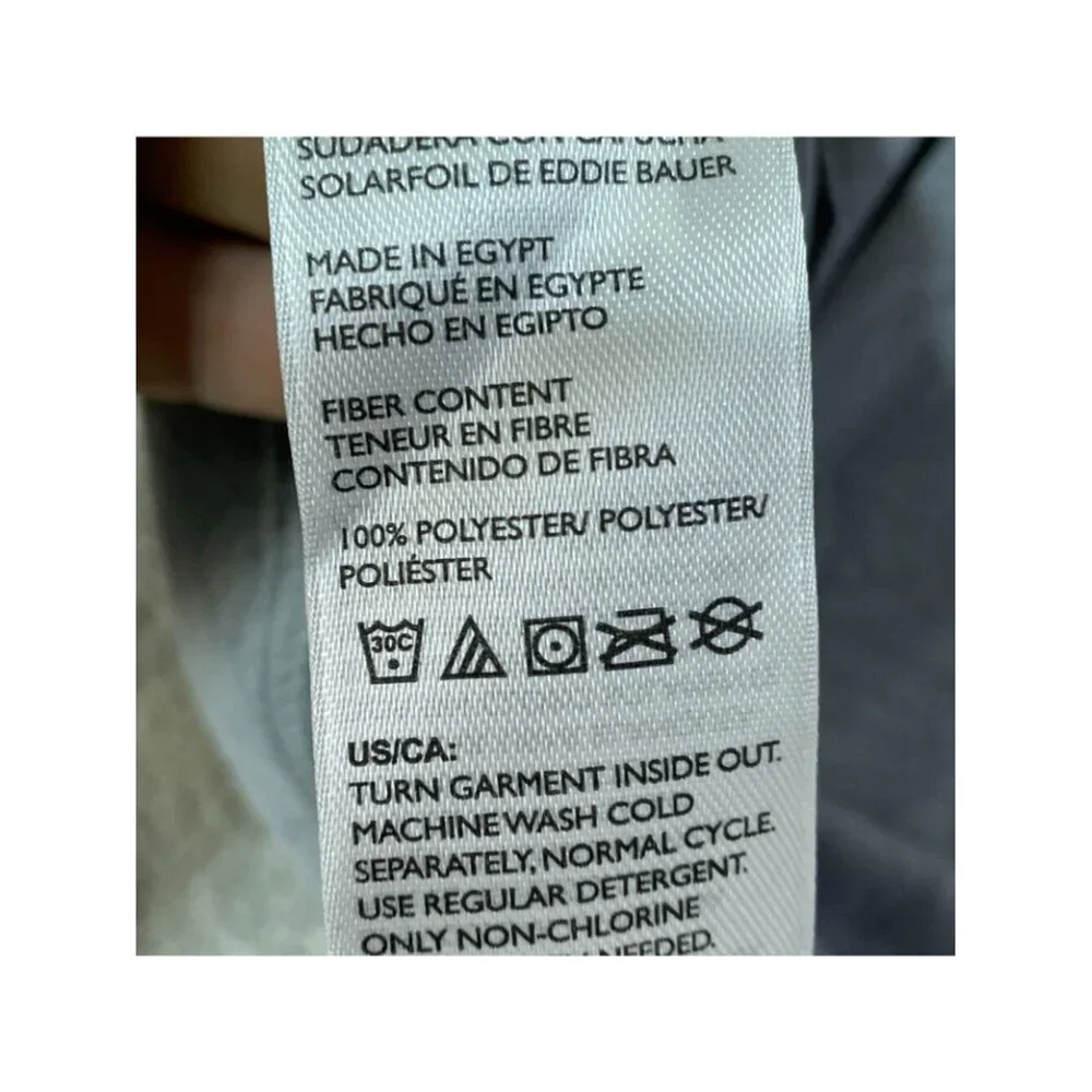 Eddie Bauer Men's S Gray Pattern Solarfoil Hoodie Lightweight Activewear